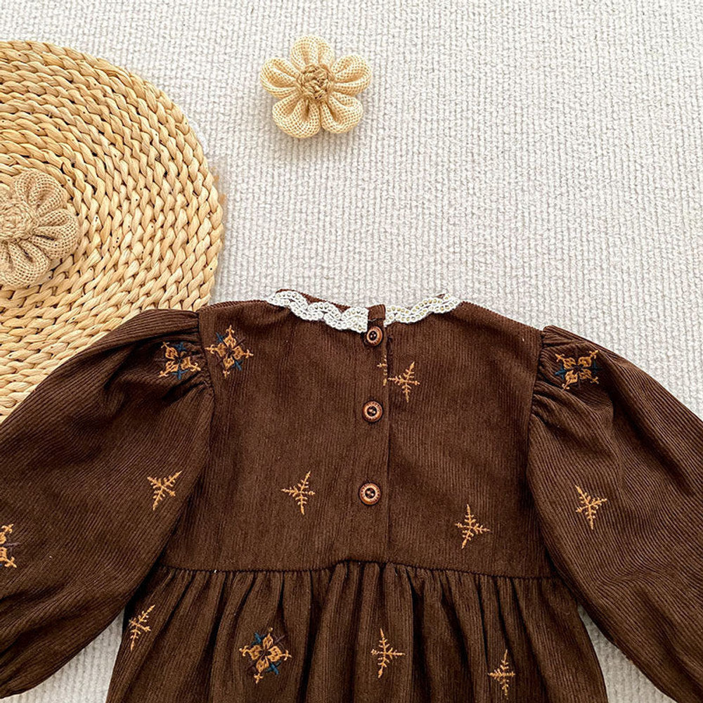MyKids-USA® Autumn Embroidery Pattern Baby Kids Girls Princess Long Sleeves Bodysuit