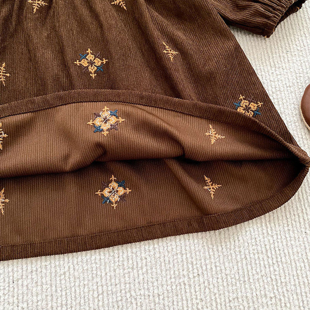 MyKids-USA® Autumn Embroidery Pattern Baby Kids Girls Princess Long Sleeves Dress