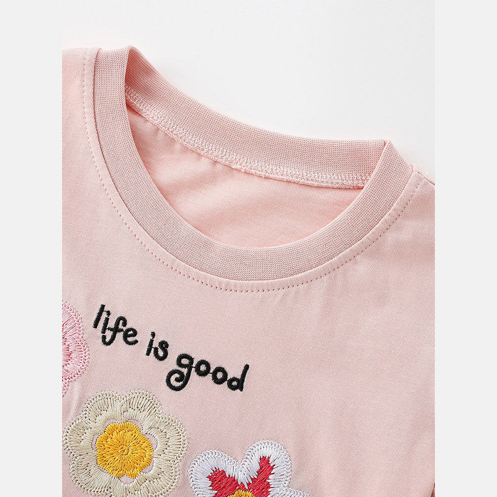 MyKids-USA® Summer Pink Flowers Pattern T-shirt for Girls