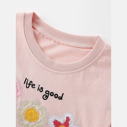 MyKids-USA® Summer Pink Flowers Pattern T-shirt for Girls
