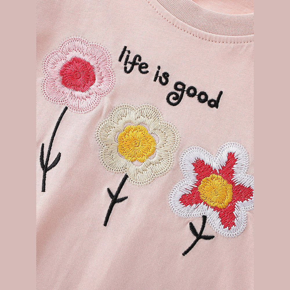MyKids-USA® Summer Pink Flowers Pattern T-shirt for Girls