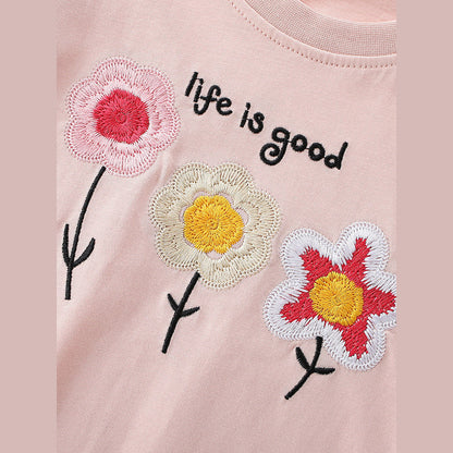 MyKids-USA® Summer Pink Flowers Pattern T-shirt for Girls
