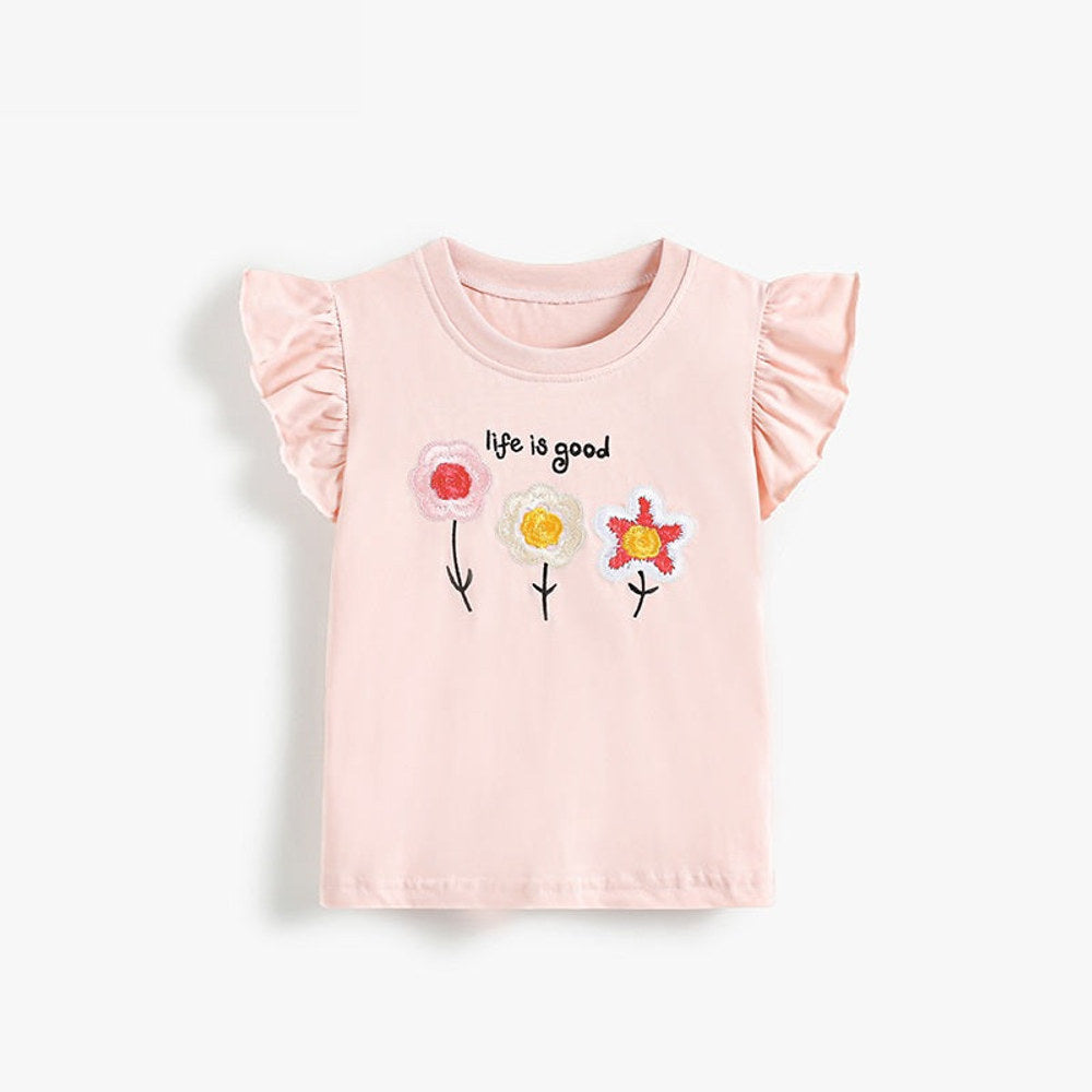 MyKids-USA® Summer Pink Flowers Pattern T-shirt for Girls