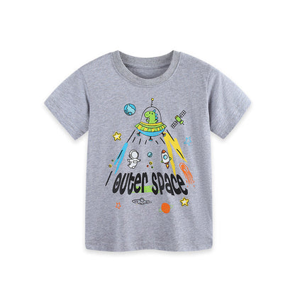 MyKids-USA® Summer Arrival Boys’ Cartoon and Letters Pattern Short Sleeves T-shirt