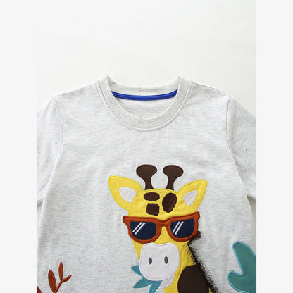 MyKids-USA® Arrival Summer Baby Kids Boys Short Sleeves Cartoon Pattern T-shirt and Plain Shorts Clothing Set