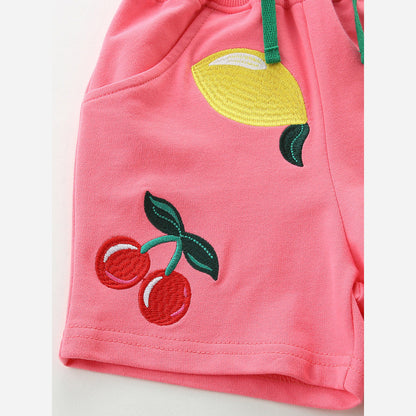 MyKids-USA® Arrival Summer Baby Kids Girls Fruits Embroidered Shorts