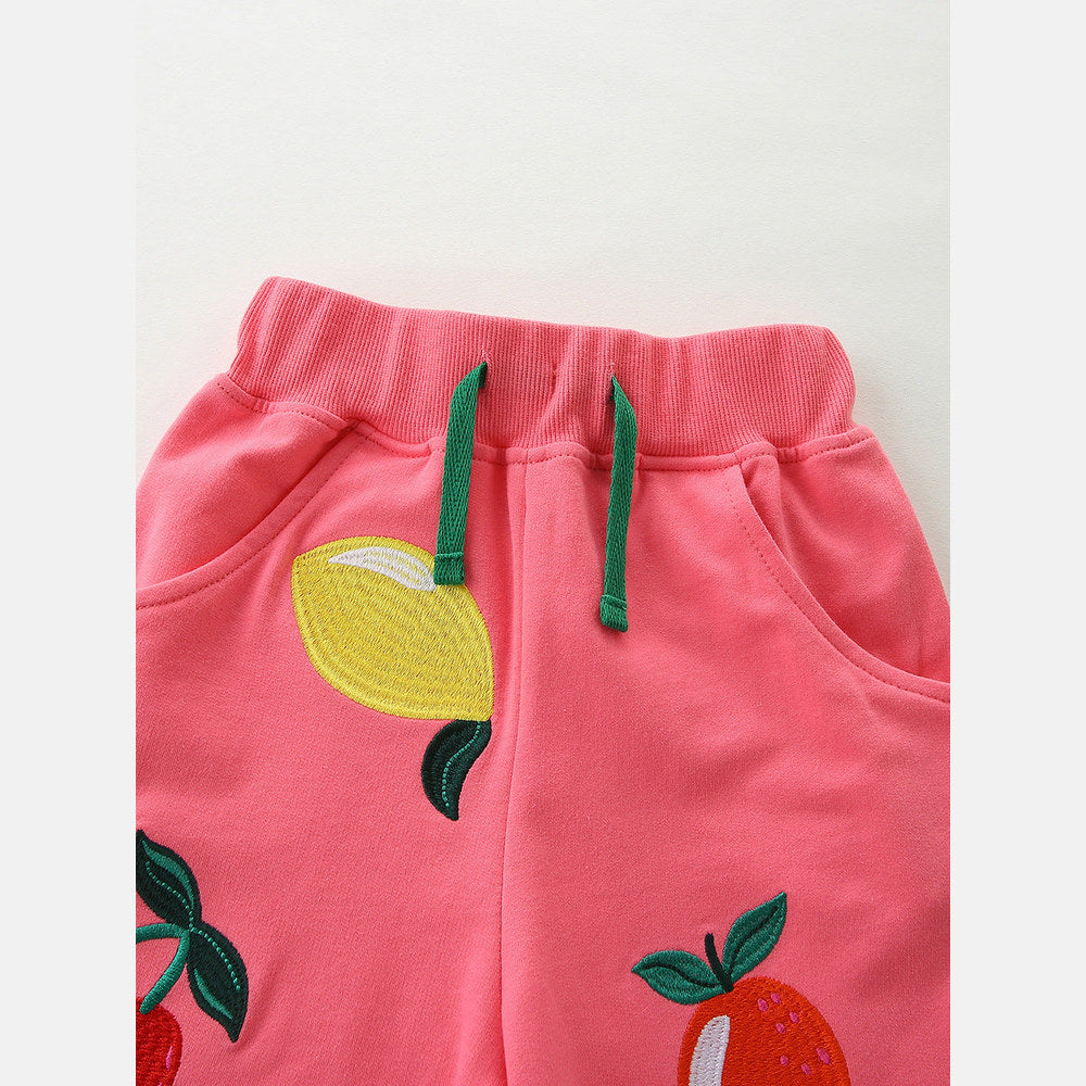 MyKids-USA® Arrival Summer Baby Kids Girls Fruits Embroidered Shorts