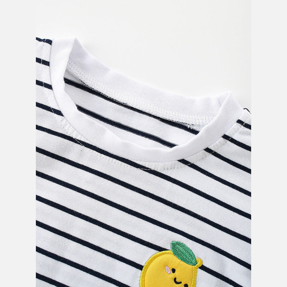 MyKids-USA® Summer Hot Selling Yellow Lemon Striped T-shirt for Girls