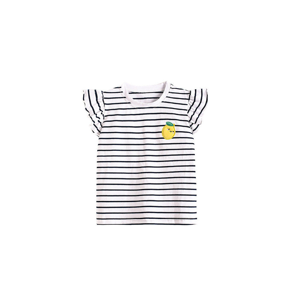MyKids-USA® Summer Hot Selling Yellow Lemon Striped T-shirt for Girls