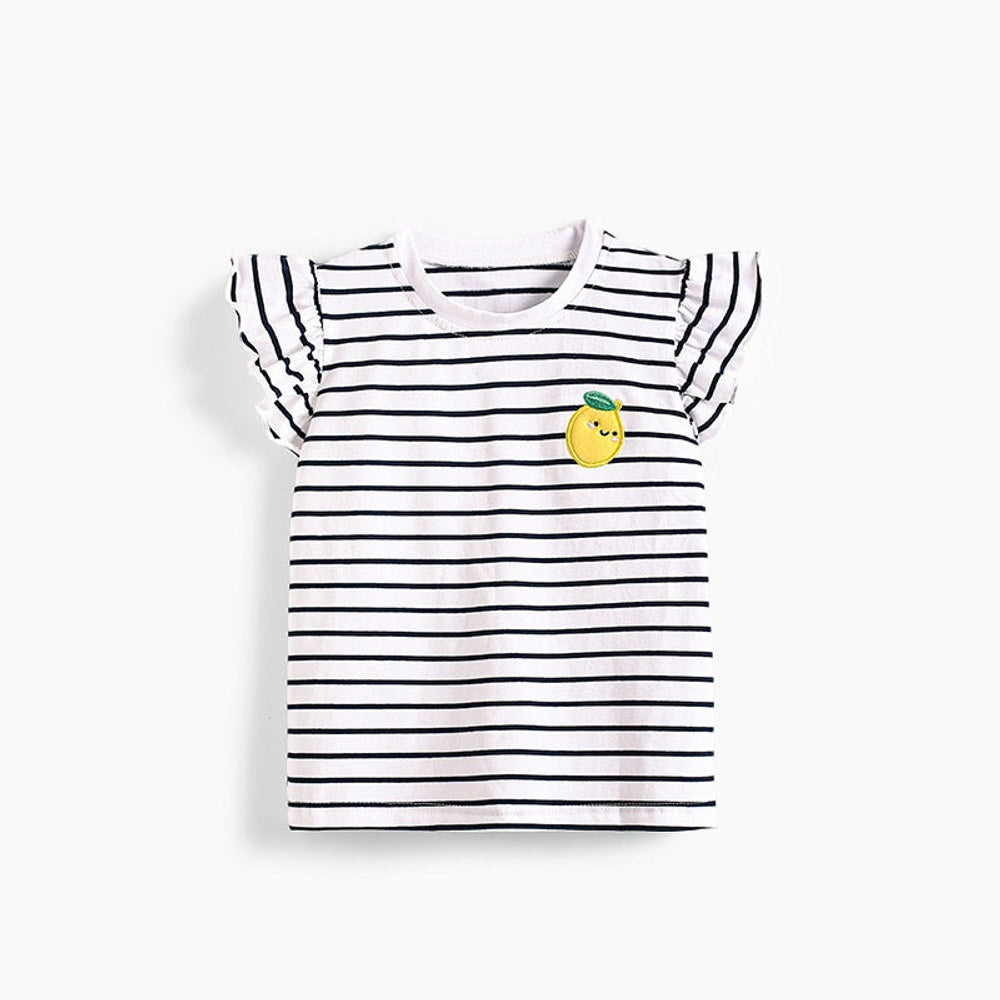 MyKids-USA® Summer Hot Selling Yellow Lemon Striped T-shirt for Girls
