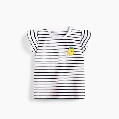 MyKids-USA® Summer Hot Selling Yellow Lemon Striped T-shirt for Girls