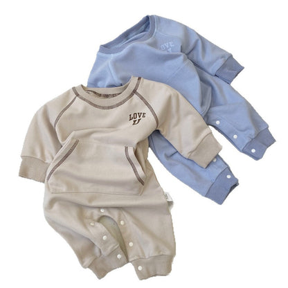 MyKids-USA® Autumn Hot Selling Baby Unisex Letters Pattern Pocketed Long Sleeves Romper