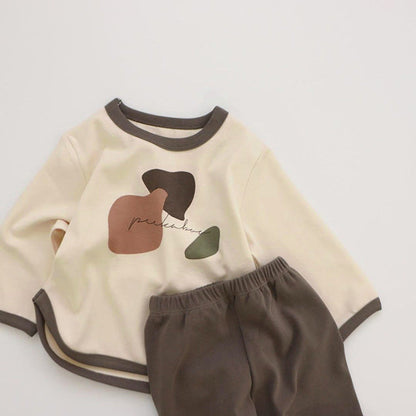 MyKids-USA® Spring and Autumn Baby Kids Unisex Long Sleeves Color Patchwork Sweatshirt and Plain Pants Clothing Set