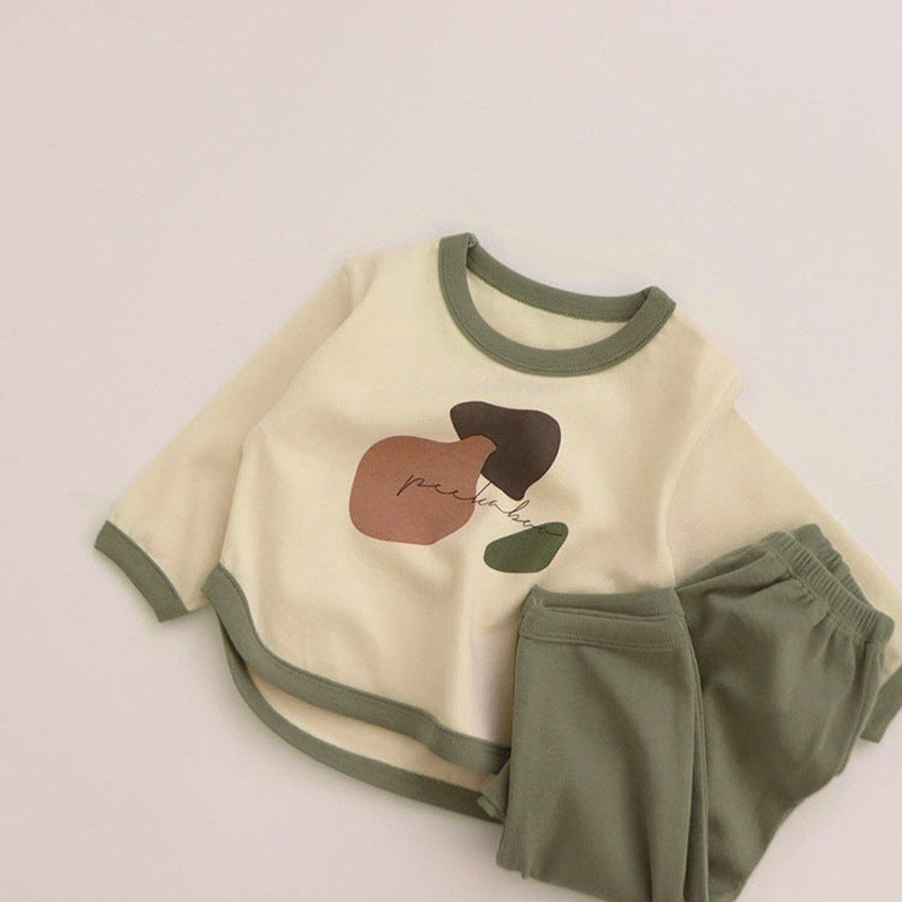 MyKids-USA® Spring and Autumn Baby Kids Unisex Long Sleeves Color Patchwork Sweatshirt and Plain Pants Clothing Set