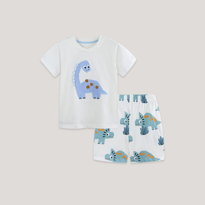 MyKids-USA® Arrival Summer Baby Kids Boys Short Sleeves Cartoon Pattern T-shirt and Shorts Clothing Set