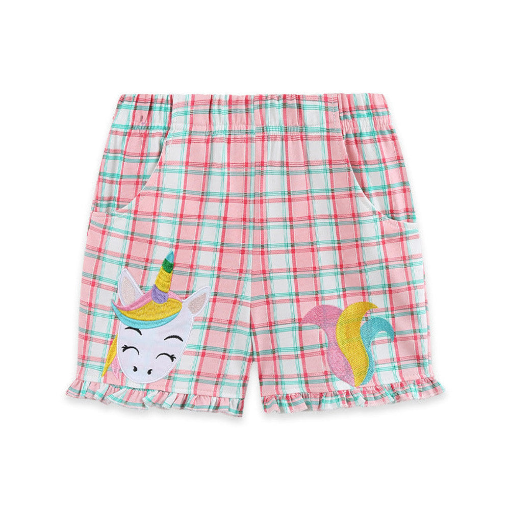MyKids-USA® Arrival Summer Baby Kids Girls Cartoon and Plaid Pattern Shorts