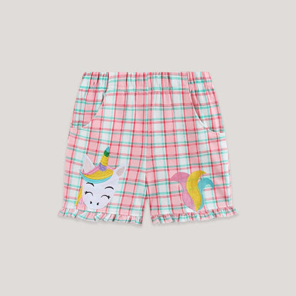 MyKids-USA® Arrival Summer Baby Kids Girls Cartoon and Plaid Pattern Shorts