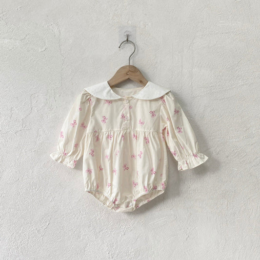 MyKids-USA® Butterfly-bows Printed Color Patchwork Baby Kids Girls Princess Long Sleeves Bodysuit
