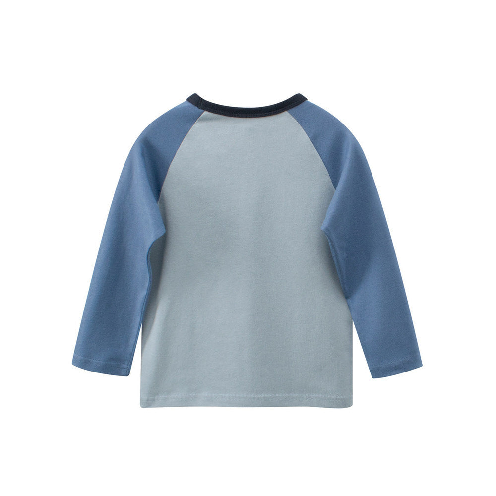MyKids-USA® Autumn Baby Kids Boys Letters and Cartoon Print Long Sleeves Crew Neck Color Patchwork Sweatshirt
