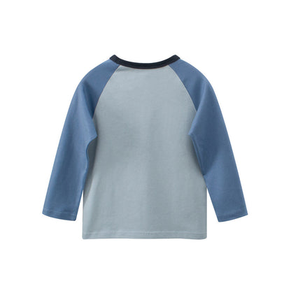 MyKids-USA® Autumn Baby Kids Boys Letters and Cartoon Print Long Sleeves Crew Neck Color Patchwork Sweatshirt