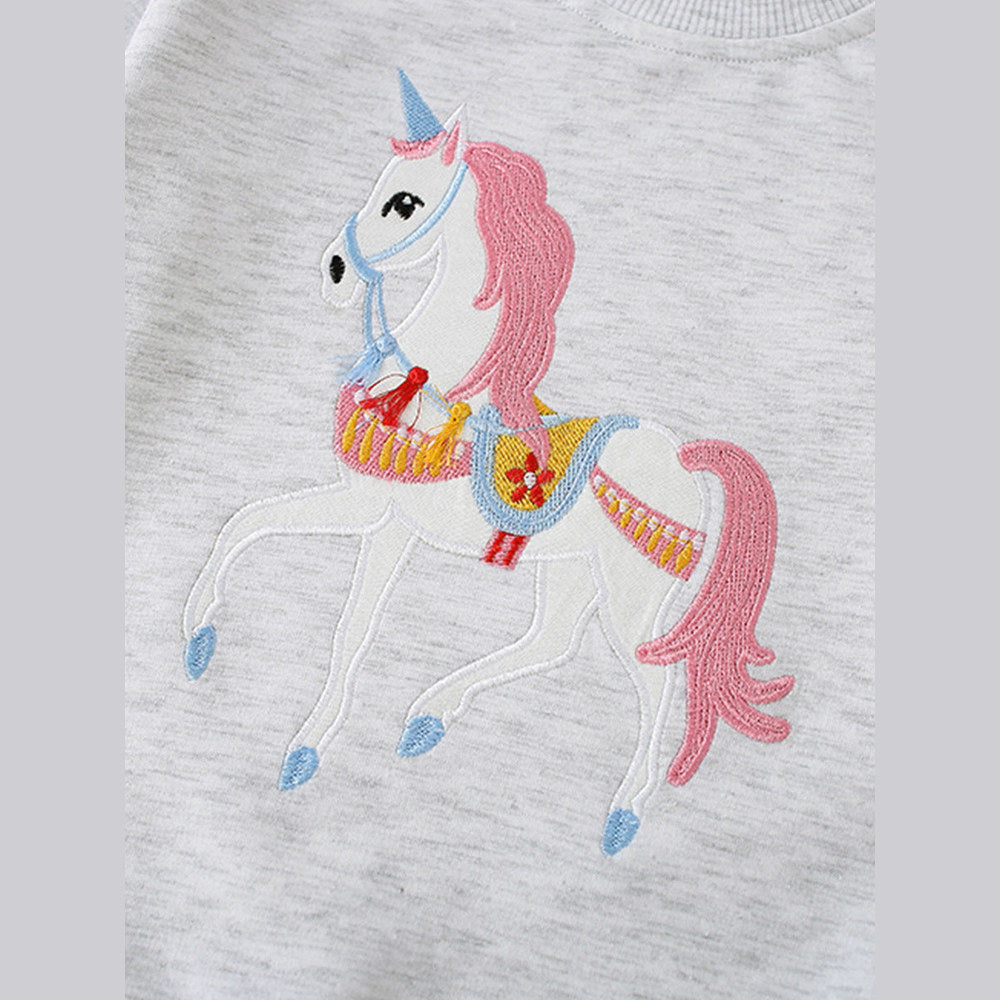 MyKids-USA® Autumn Arrival Kids Girls Cartoon Print Crew Neck Long Sleeves Sweatshirt