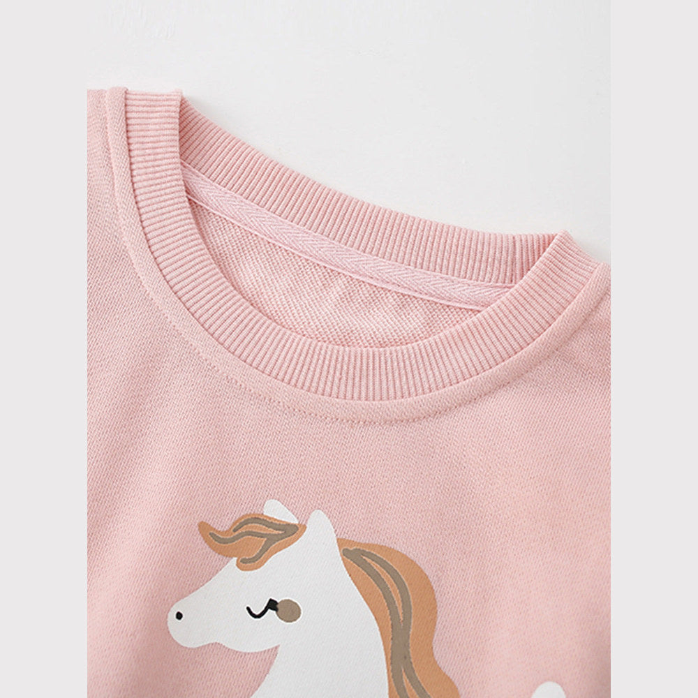 MyKids-USA® Autumn Arrival Kids Girls Cartoon and Letters Print Crew Neck Long Sleeves Pullover