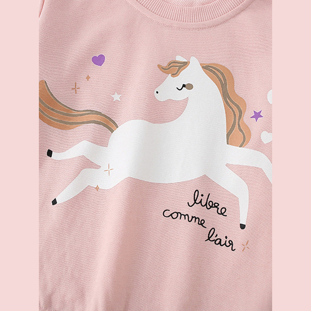 MyKids-USA® Autumn Arrival Kids Girls Cartoon and Letters Print Crew Neck Long Sleeves Pullover