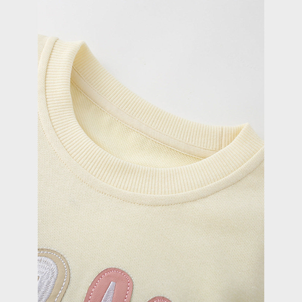 MyKids-USA® Autumn Arrival Kids Girls Cartoon and Letters Print Crew Neck Long Sleeves Pullover