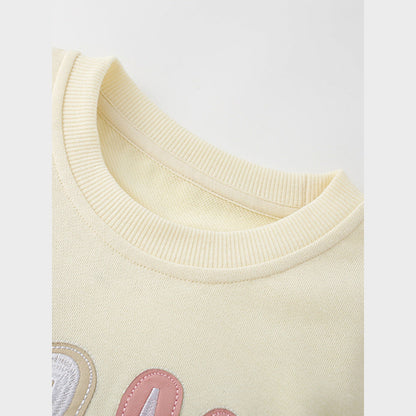 MyKids-USA® Autumn Arrival Kids Girls Cartoon and Letters Print Crew Neck Long Sleeves Pullover