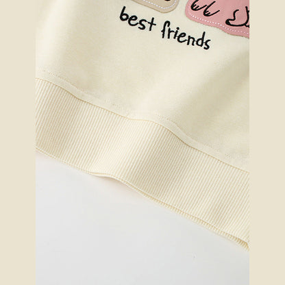 MyKids-USA® Autumn Arrival Kids Girls Cartoon and Letters Print Crew Neck Long Sleeves Pullover