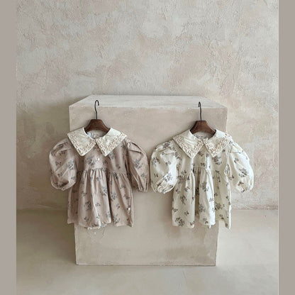 MyKids-USA® Autumn Floral Pattern Baby Kids Girls Princess Long Sleeves Dress