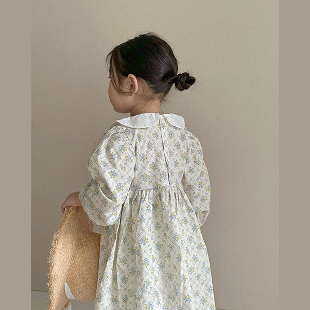 MyKids-USA® Autumn Floral Pattern Baby Kids Girls Princess Long Sleeves Dress
