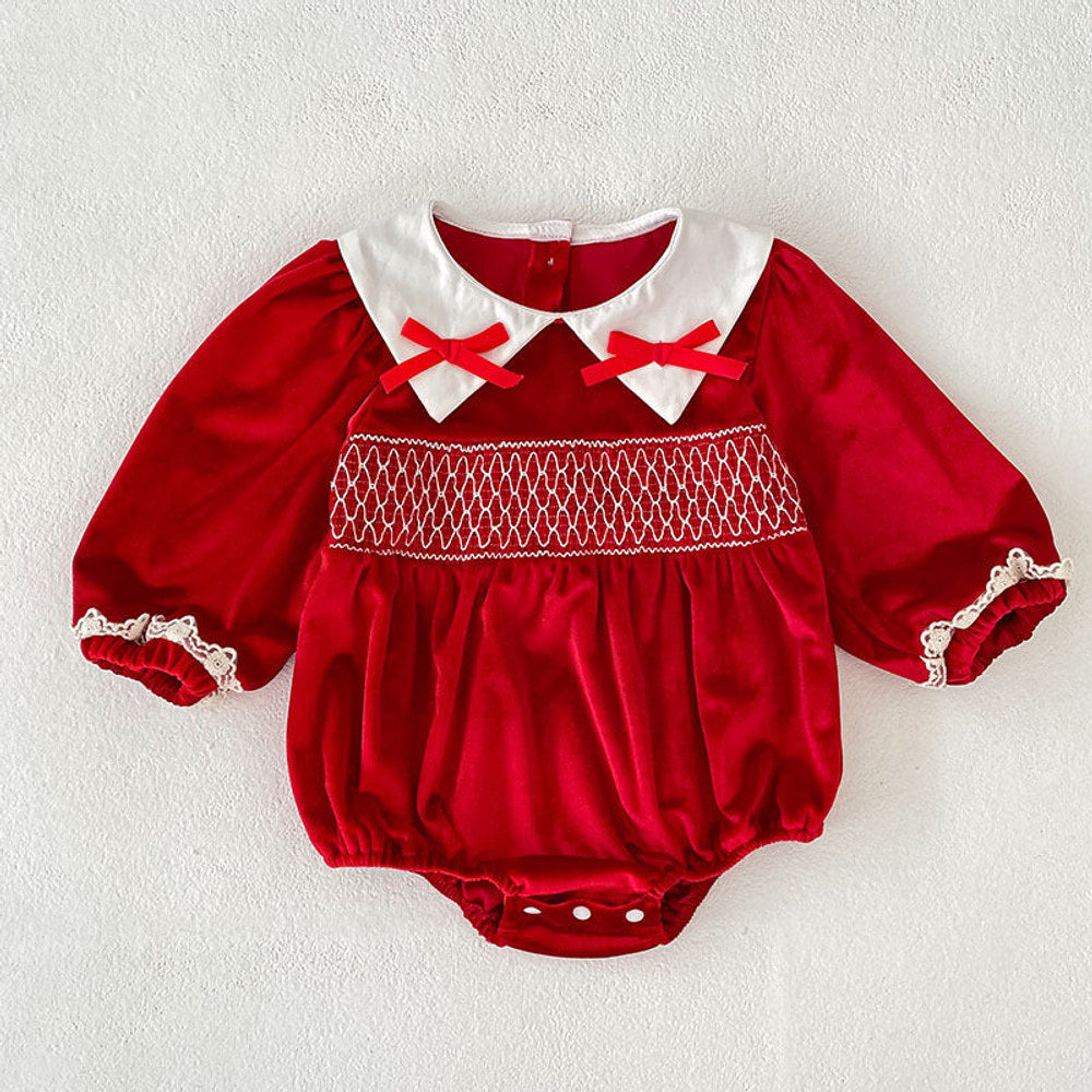 MyKids-USA® Autumn Lace Trim Baby Kids Girls Princess Long Sleeves Color Patchwork Bodysuit