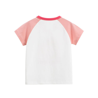 MyKids-USA® Summer Girls’ Cartoon and Letters Pattern T-shirt in European and American Style