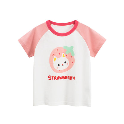 MyKids-USA® Summer Girls’ Cartoon and Letters Pattern T-shirt in European and American Style