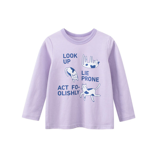 MyKids-USA® Autumn Arrival Kids Girls Cartoon and Letters Print Crew Neck Long Sleeves Top