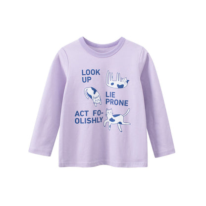 MyKids-USA® Autumn Arrival Kids Girls Cartoon and Letters Print Crew Neck Long Sleeves Top