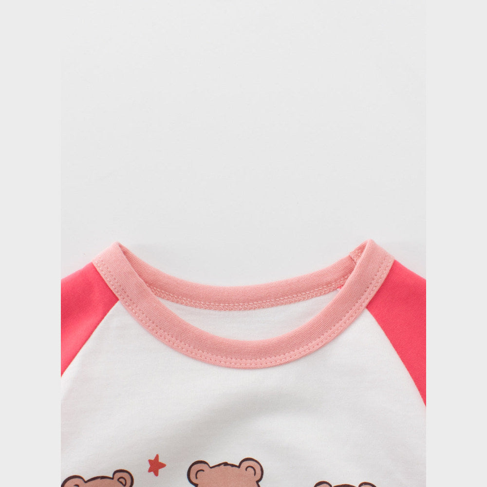 MyKids-USA® Autumn Arrival Kids Girls Cartoon and Letters Print Crew Neck Long Sleeves Top