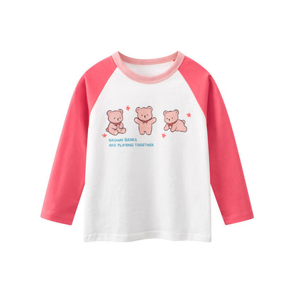MyKids-USA® Autumn Arrival Kids Girls Cartoon and Letters Print Crew Neck Long Sleeves Top