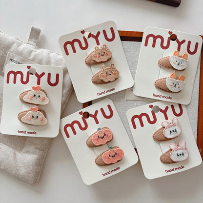 MyKids-USA® Cute Summer Cartoon Embroidered Hair Clips for Girls Set