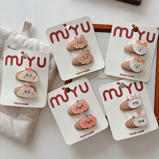 MyKids-USA® Cute Cartoon Embroidered Hair Clips for Girls Set