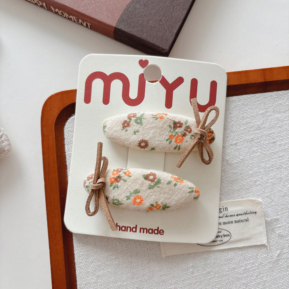MyKids-USA® Cute Summer Flowers Printed Hair Clips for Girls Set