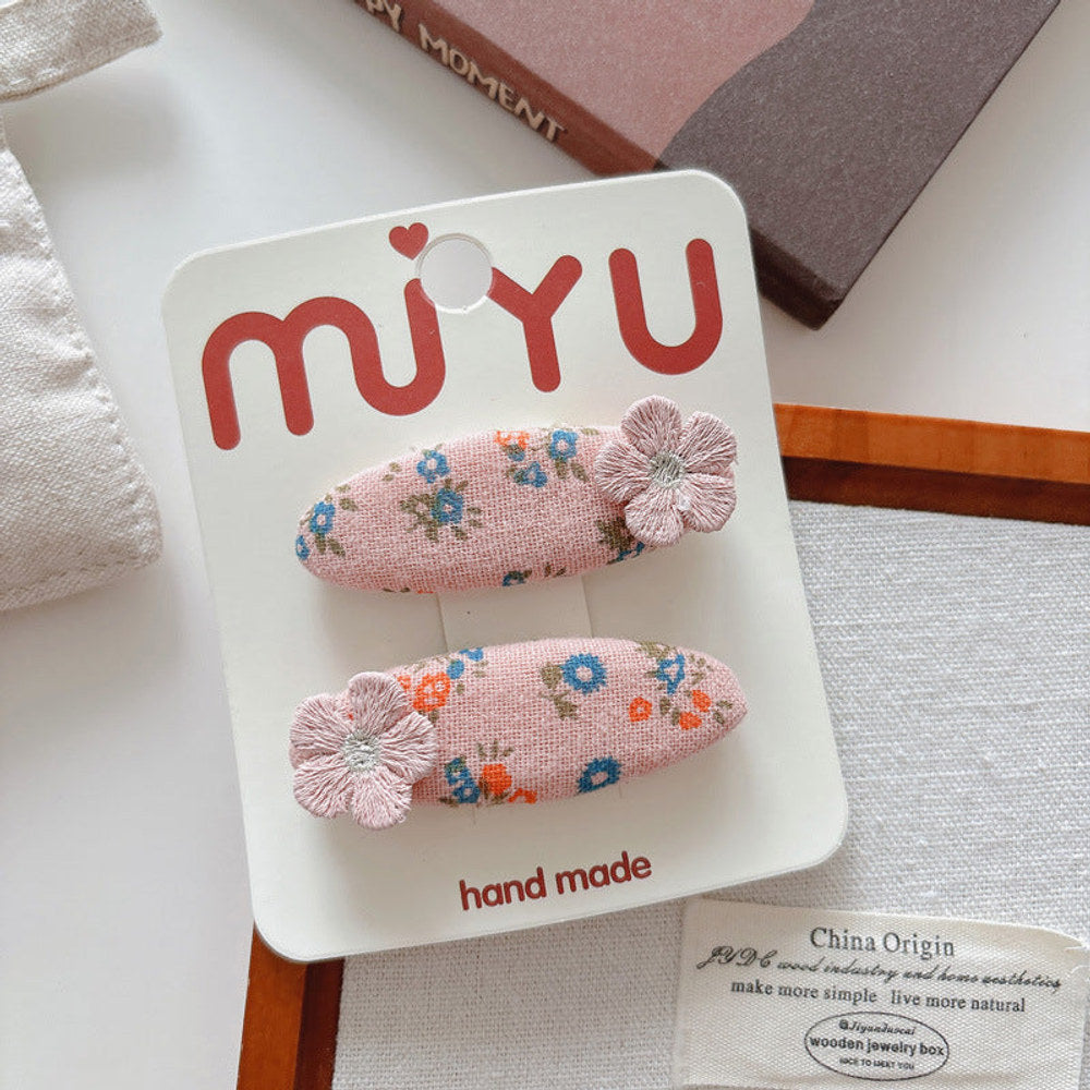 MyKids-USA® Cute Summer Flowers Printed Hair Clips for Girls Set