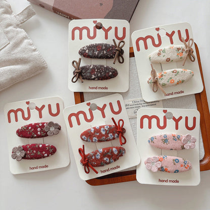 MyKids-USA® Cute Summer Flowers Printed Hair Clips for Girls Set