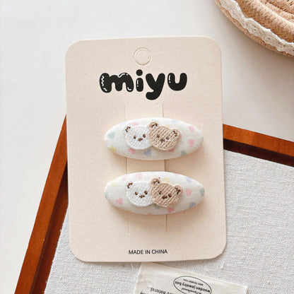 MyKids-USA® Cute Summer Animals Embroidered Hair Clips for Girls Set