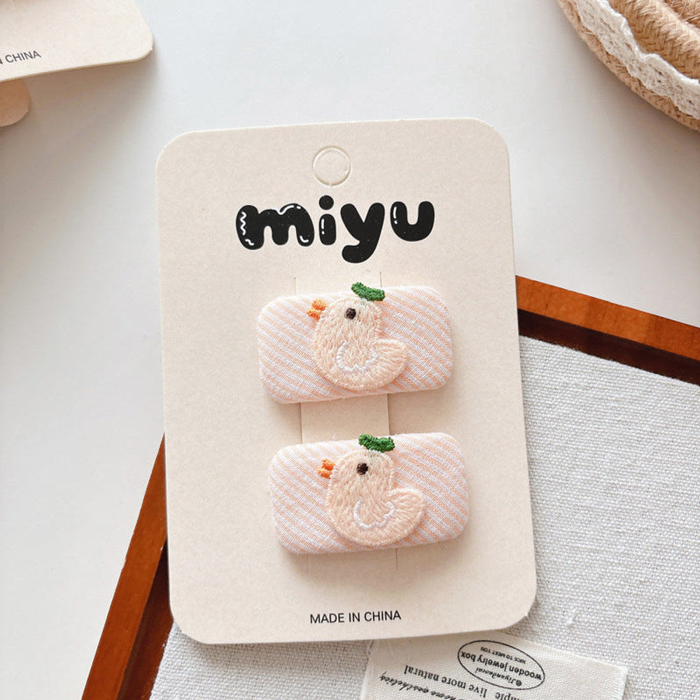 MyKids-USA® Cute Summer Animals Embroidered Hair Clips for Girls Set