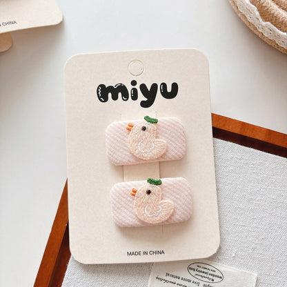 MyKids-USA® Cute Summer Animals Embroidered Hair Clips for Girls Set