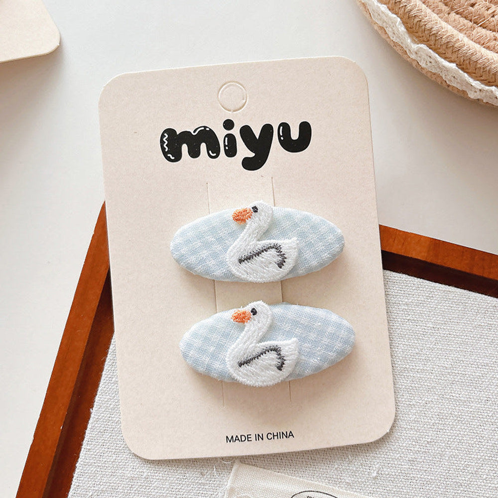 MyKids-USA® Cute Summer Animals Embroidered Hair Clips for Girls Set