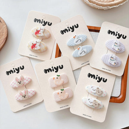 MyKids-USA® Cute Summer Animals Embroidered Hair Clips for Girls Set
