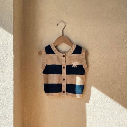 MyKids-USA® Arrival Spring and Autumn Baby Kids Striped Sleeveless Knitted Vest
